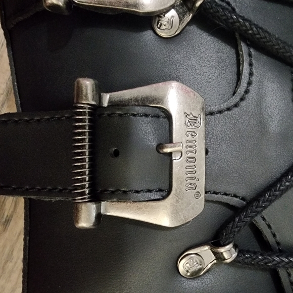Demonia Black Leathet Boots with Buckles - Picture 10 of 15